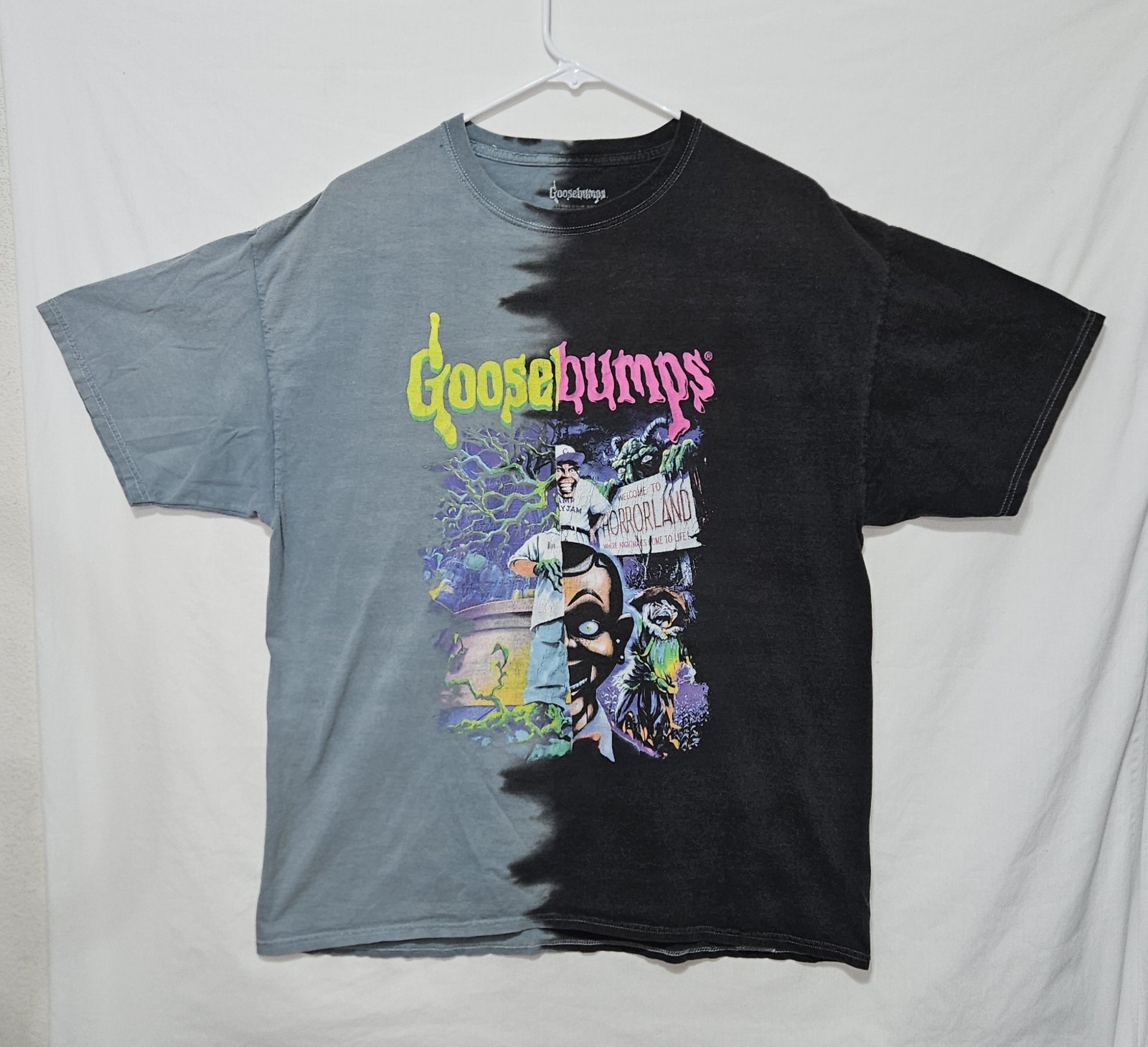 Goosebumps Split Dye Shirt Large L Philcos Scholastic HorrorLand Slappy Vintage