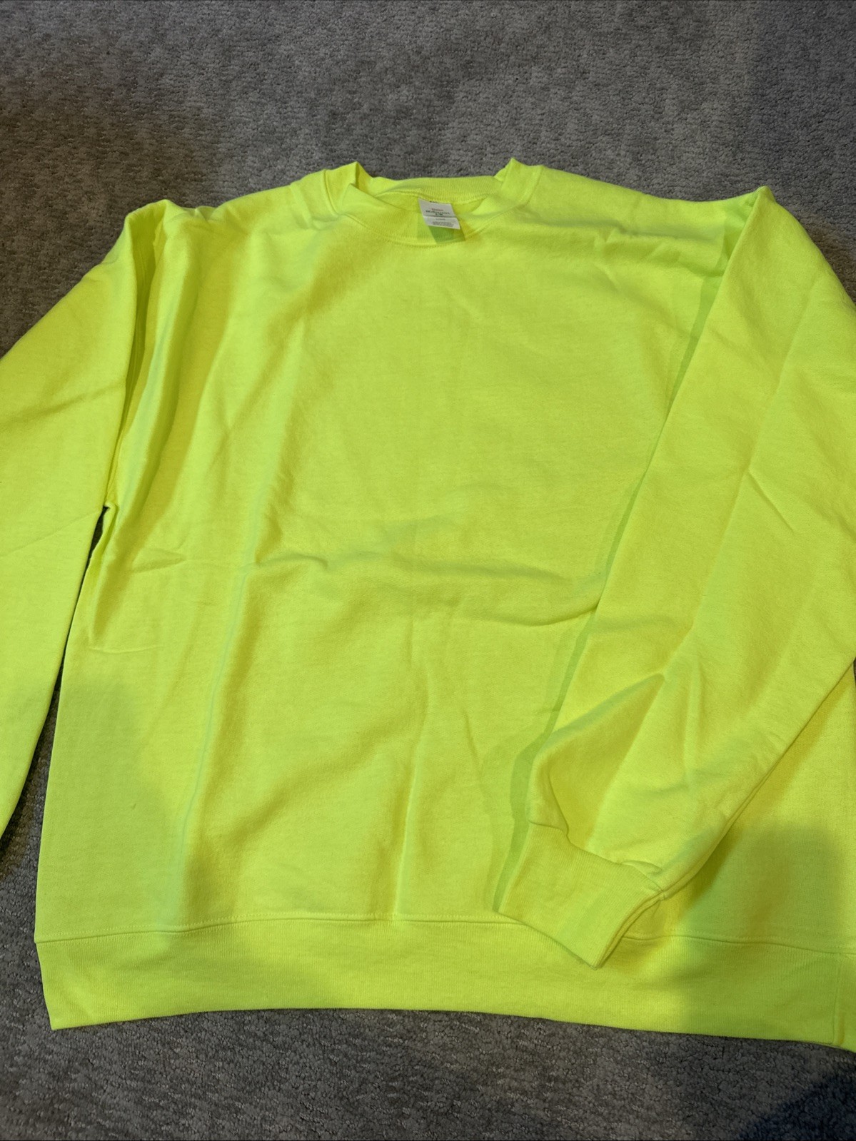Hanes Ecosmart Crewneck Sweatshirt – Safety Green Neon Men’s Hunting Size Large