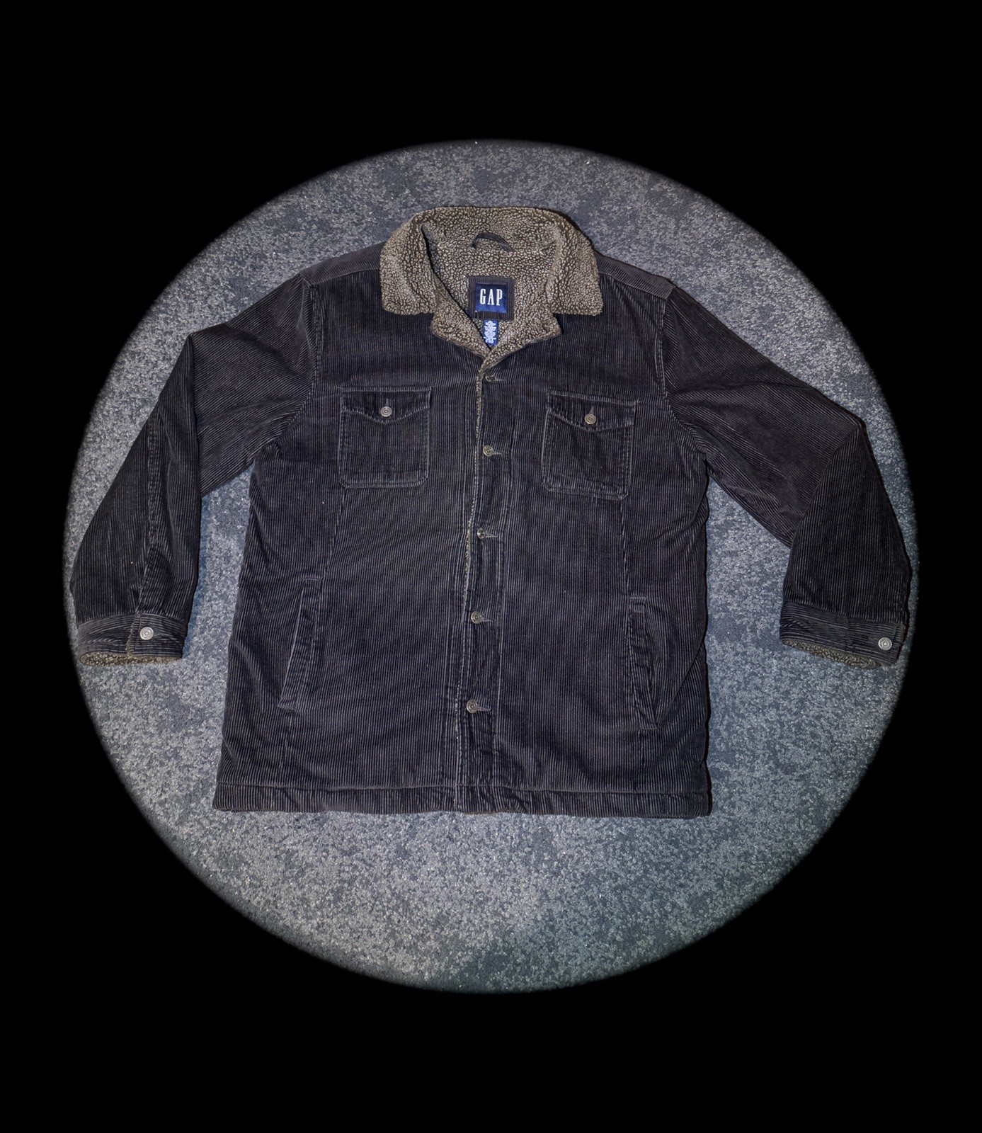 GAP Men’s XL Brown Sherpa Lined Button Front Jacket Y2K