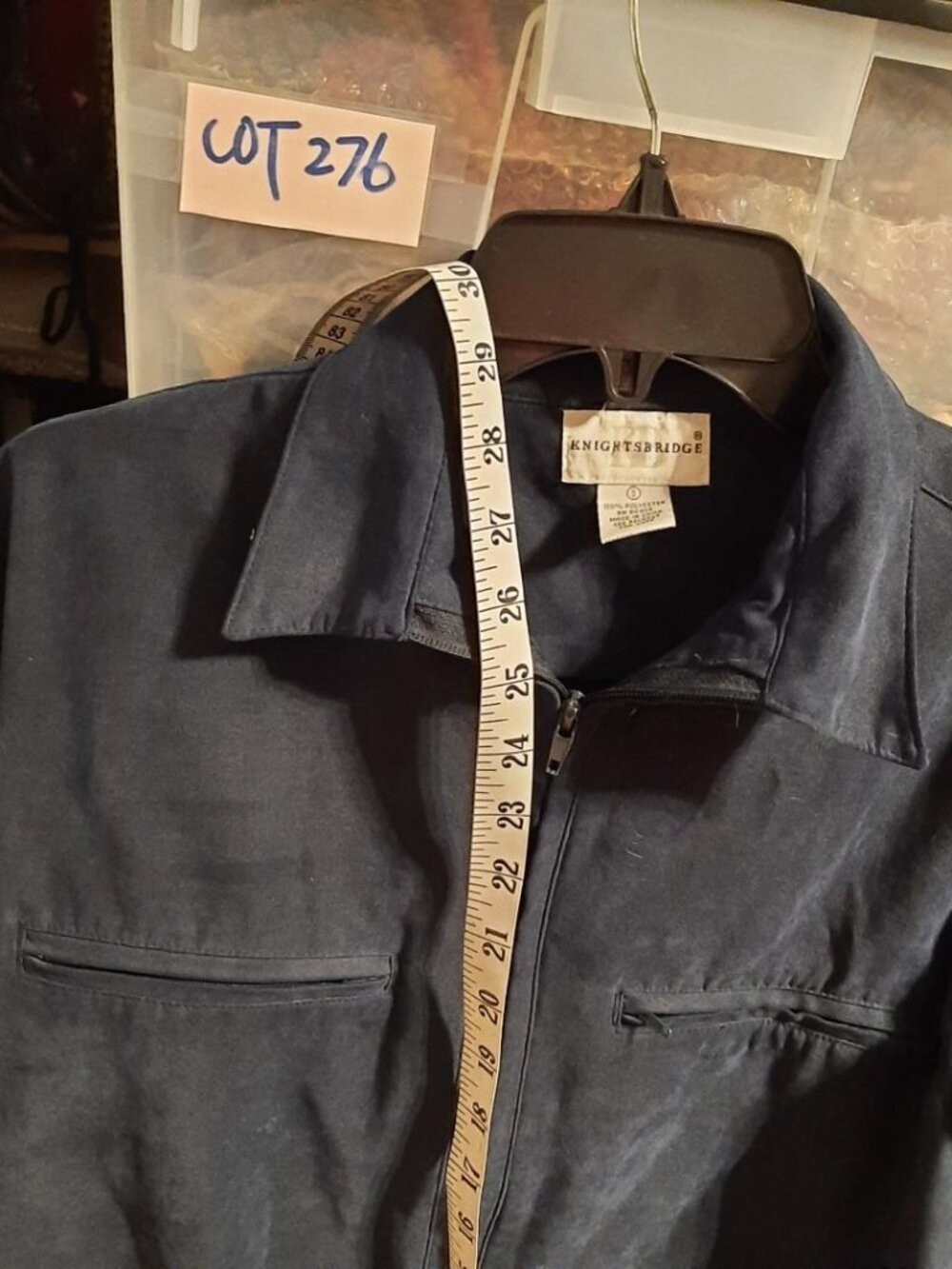 Vintage Knightsbridge Jacket W Full Zip Closure&Two Chest Zipper Pocket Blk Sz S