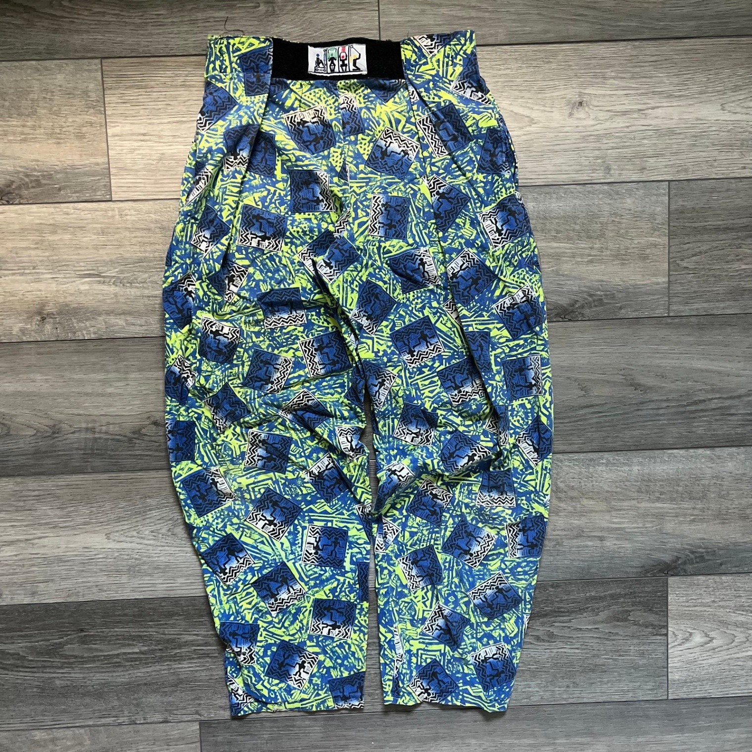 VTG Men’s S Multicolor Abstract Gym Weightlifting Parachute MC Hammer Rave Pants