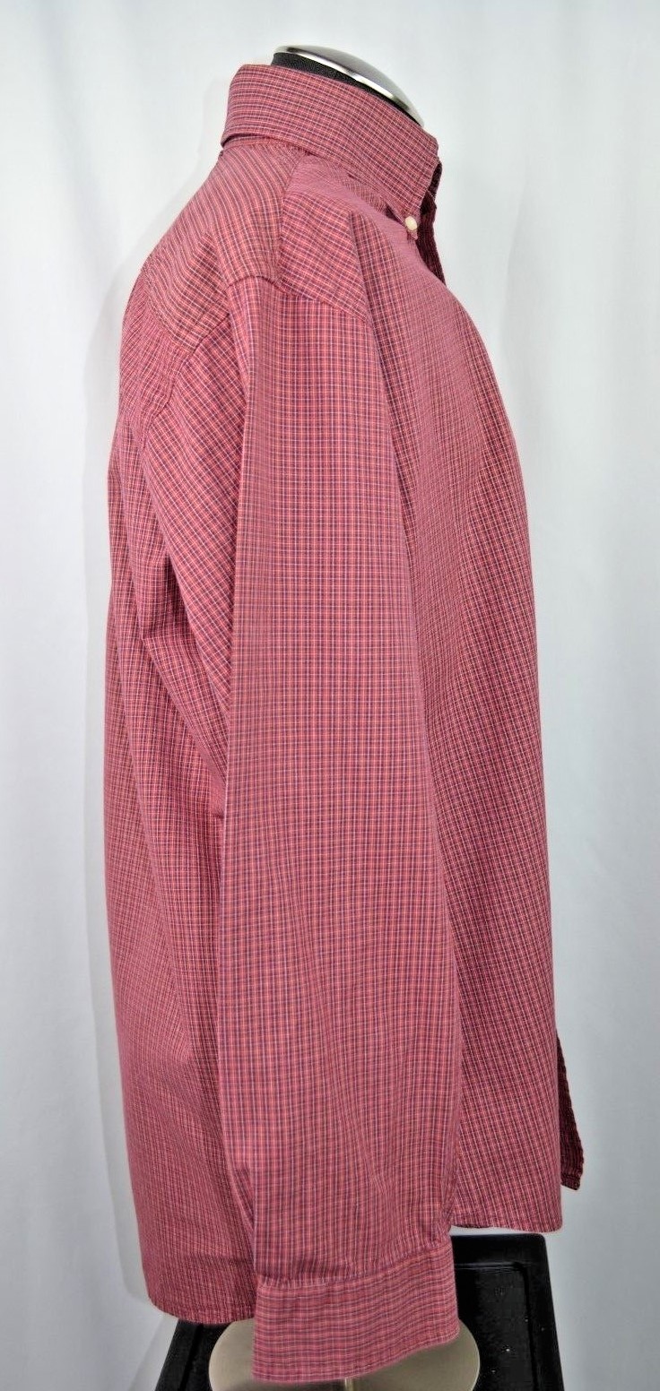 Tommy Hilfiger Men’s Large Shirt Button Down Long Sleeve Red Plaid Front Pocket