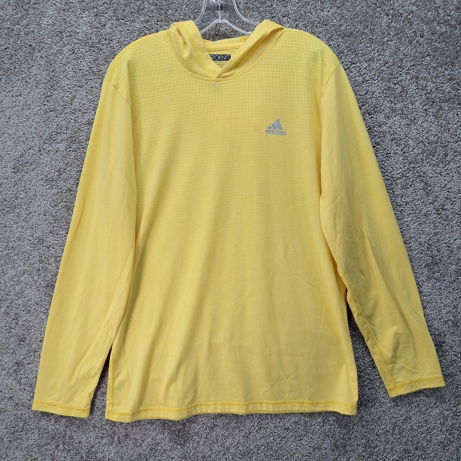 Adidas Aeroknit Climacool Mens Yellow Long Sleeve Hoodie Shirt Large 6726