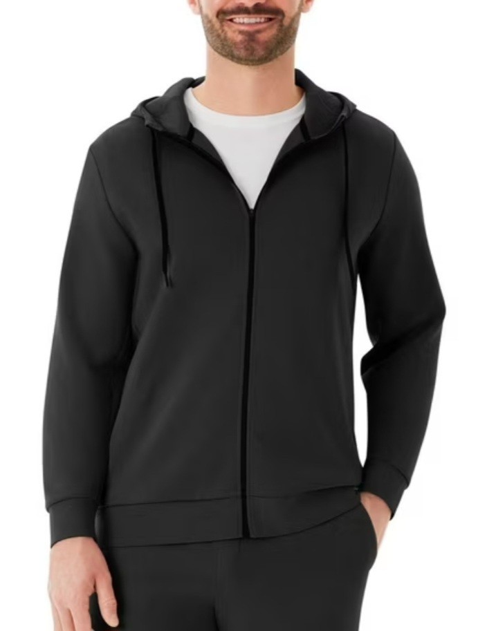 Member’s Mark Mens Active Fill Zip Hoodie Dble Knit Zippered Pocket Medium Black