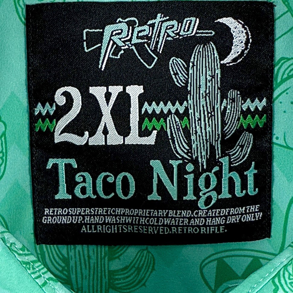 Retro Rifle Shirt Men 2X Green Taco Night AOP Performance Stretch Golf Summer