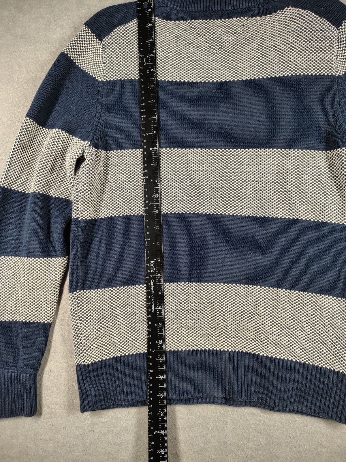 Tommy Hilfiger Navy Grey Stripe Sweater S/P Cotton Crewneck EUC Preppy