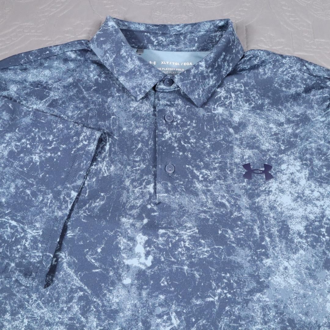 Under Armour Playoff Polo Shirt Mens XLT Blue Marble Golf Stretch Performance