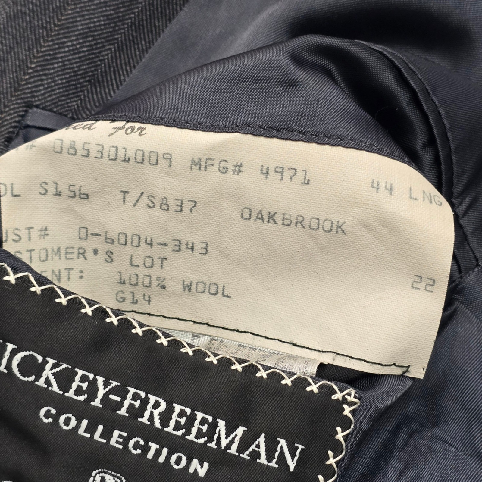Hickey Freeman Nordstrom Mens 44L Blazer Wool Pinstripe Charcoal Grey Sport Coat