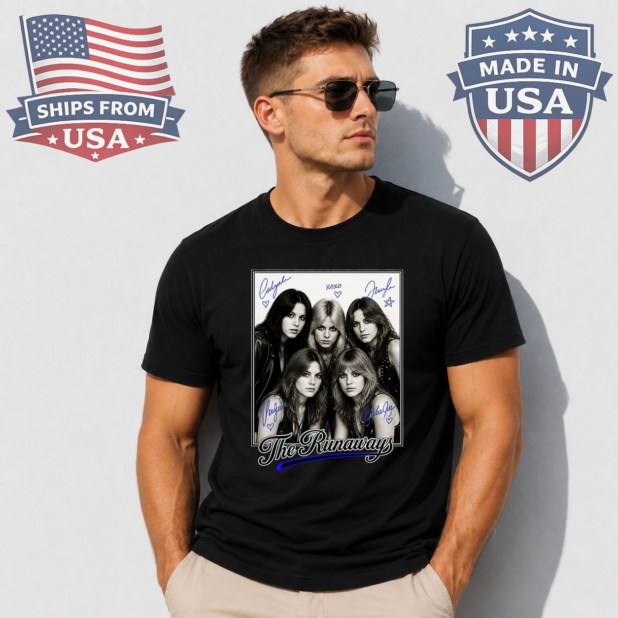 Vintage Rock Band Portrait Graphic T-Shirt Retro Music Fan