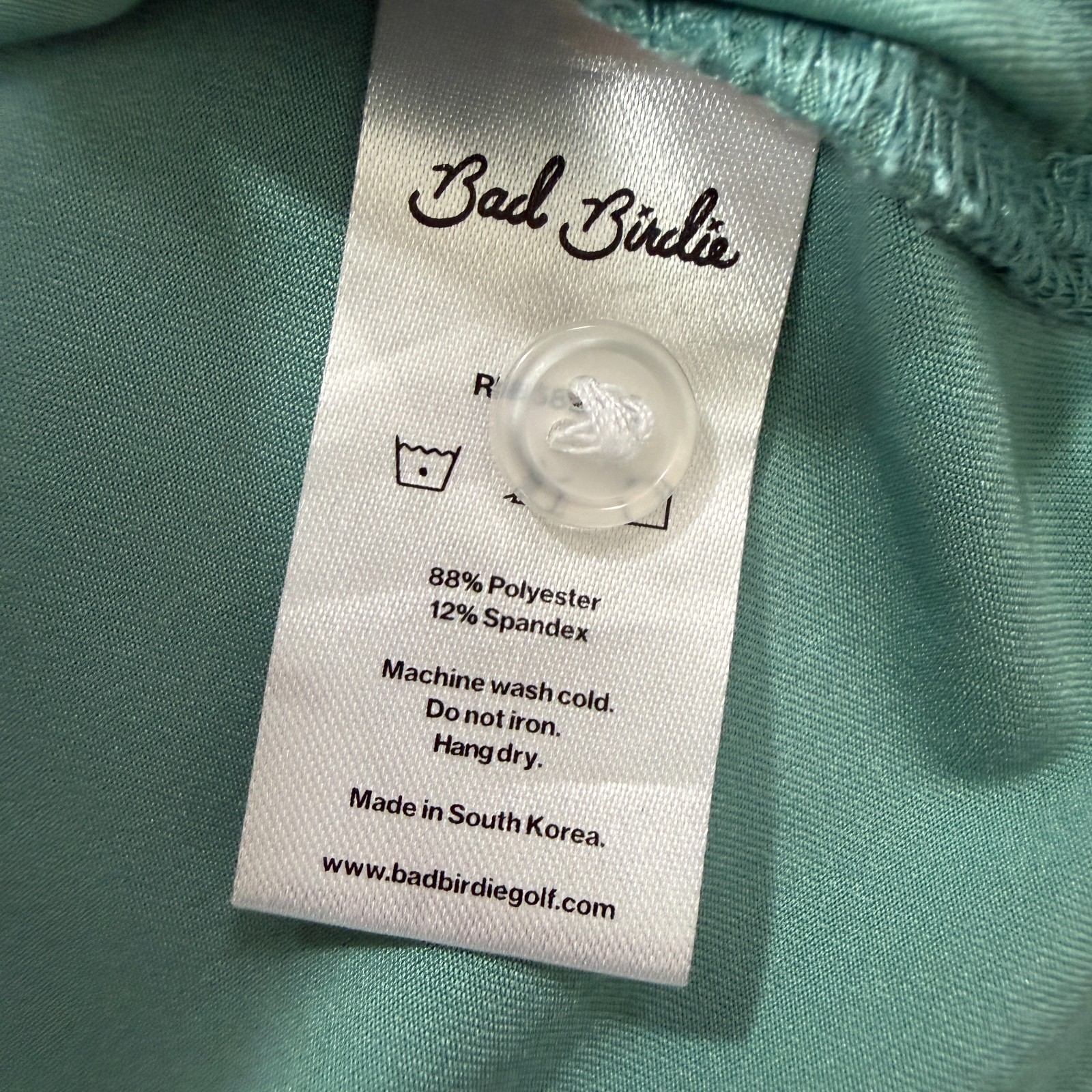 Bad Birdie Polo Shirt Men L Seafoam Green Teal Contrasting Trim Stretch