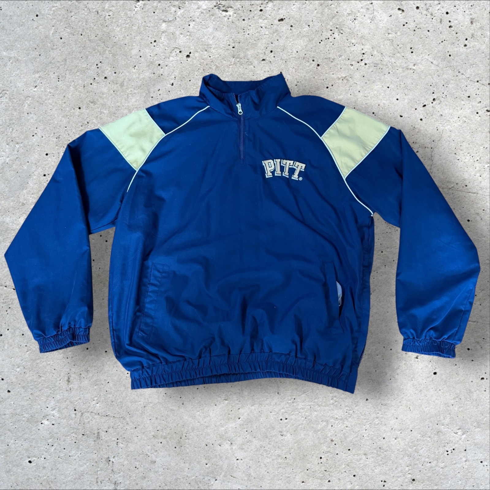 58 Sports University of Pitt Panthers 1/4 Zip Windbreaker Jacket Mens Large