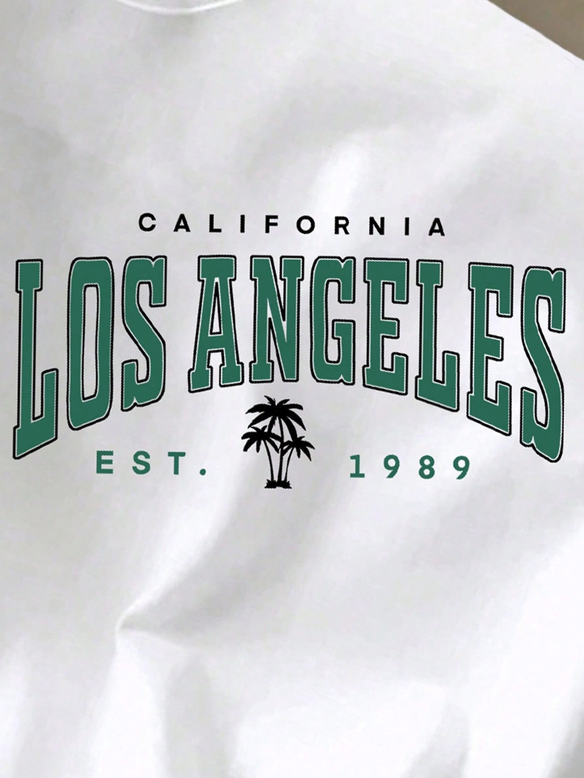Men’s White Knitted Fabric T-Shirt With Los Angeles Graphic Print