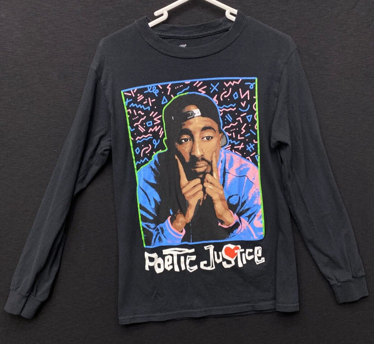 Philcos Poetic Justice 2Pac Tupac T Shirt Men small Black Long Sleeve b2