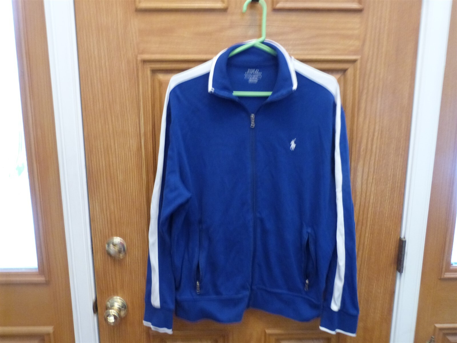 POLO Ralph Lauren Zip Up Track Sweat Jacket BLUE White Stripe L – G – 180/100A
