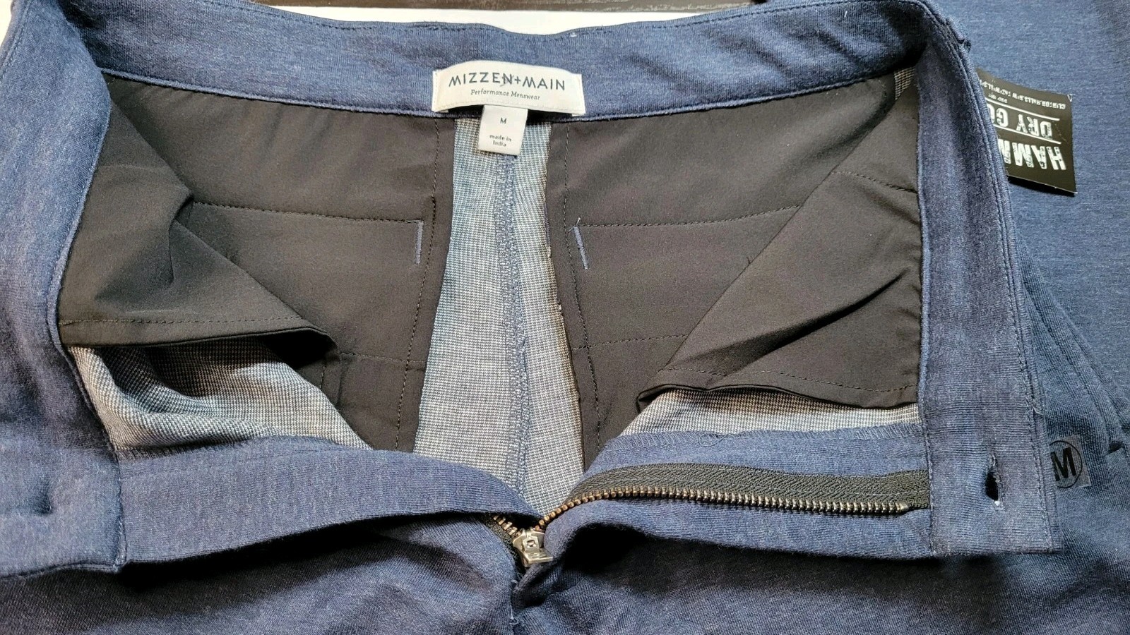 NWT Mizzen + Main Helmsman Performance Pants Mens Size M Heather Blue Tech Chino
