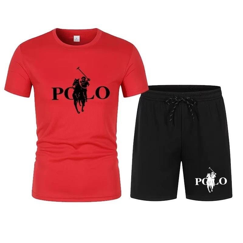 Men’s Summer Sports Set Short Sleeve T-Shirt & Shorts 2-Piece Outfit Casual Stre