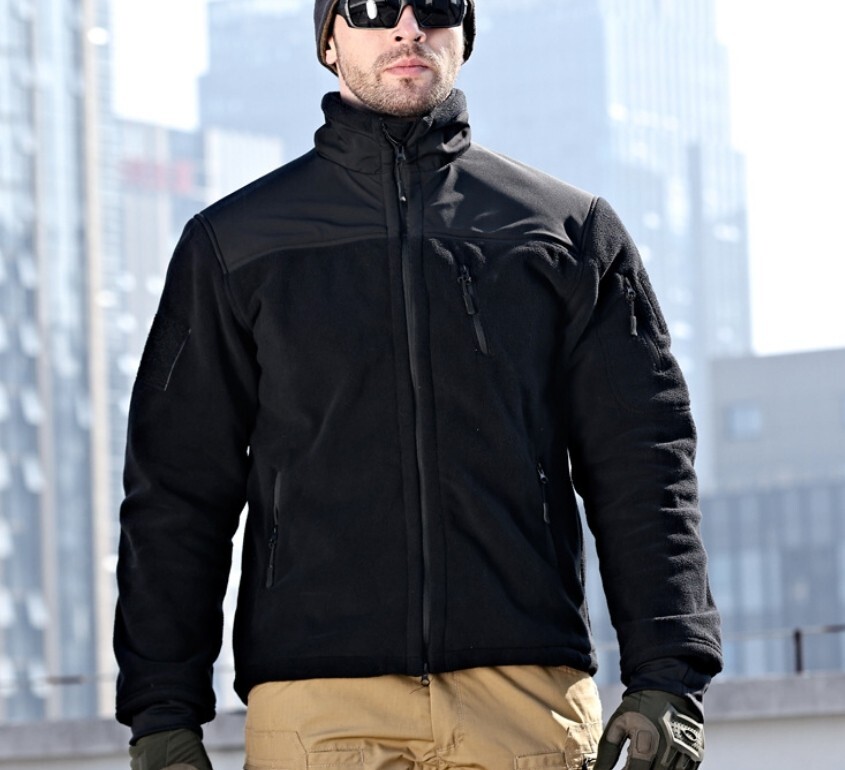 Men’s Tactical Fleece Jacket Full-Zip Windproof Coat Outdoor Hiking Work Casual