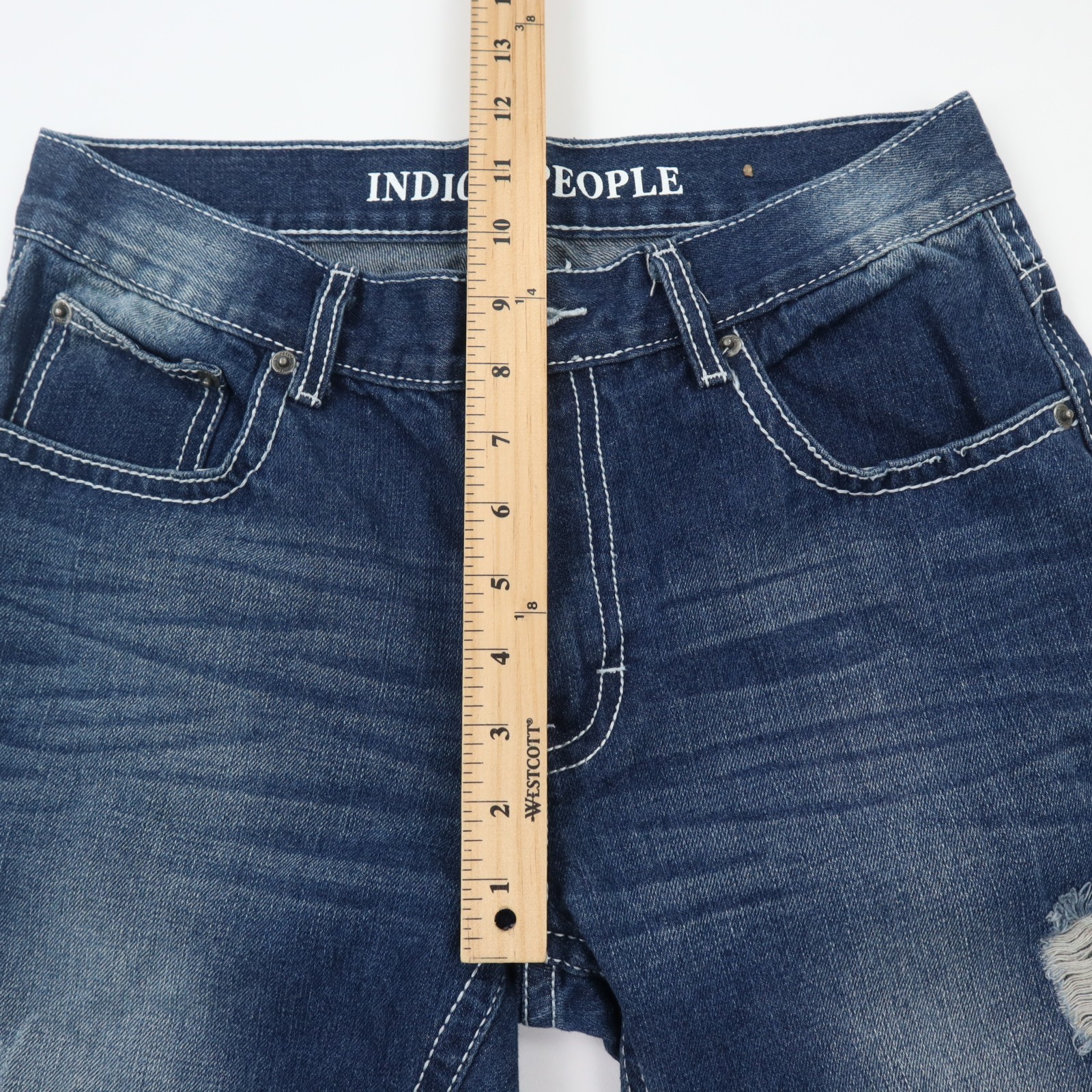 Indigo People Jeans Mens 32×32 Regular Straight Medium Wash Blue Low Rise Y2K