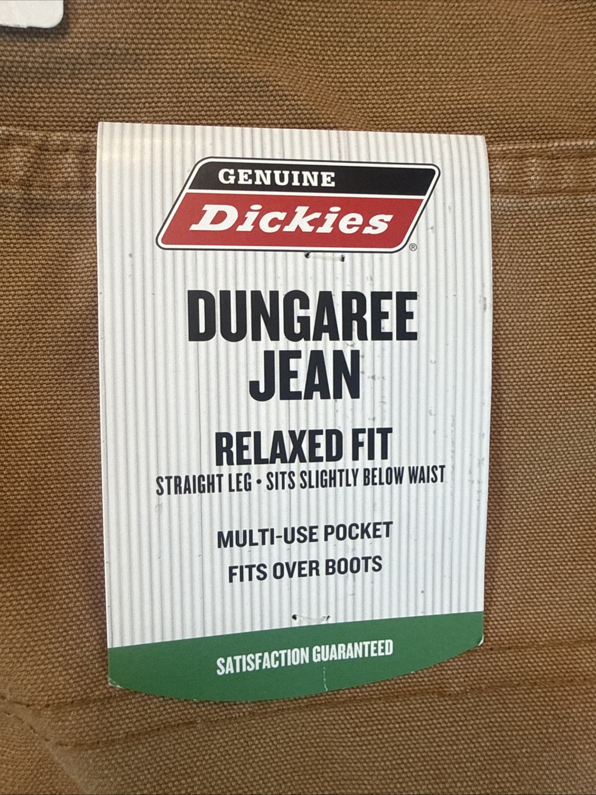 Genuine Dickies Men’s 36×30 Relaxed Fit Dungaree Utility Work Jeans Brown NWT