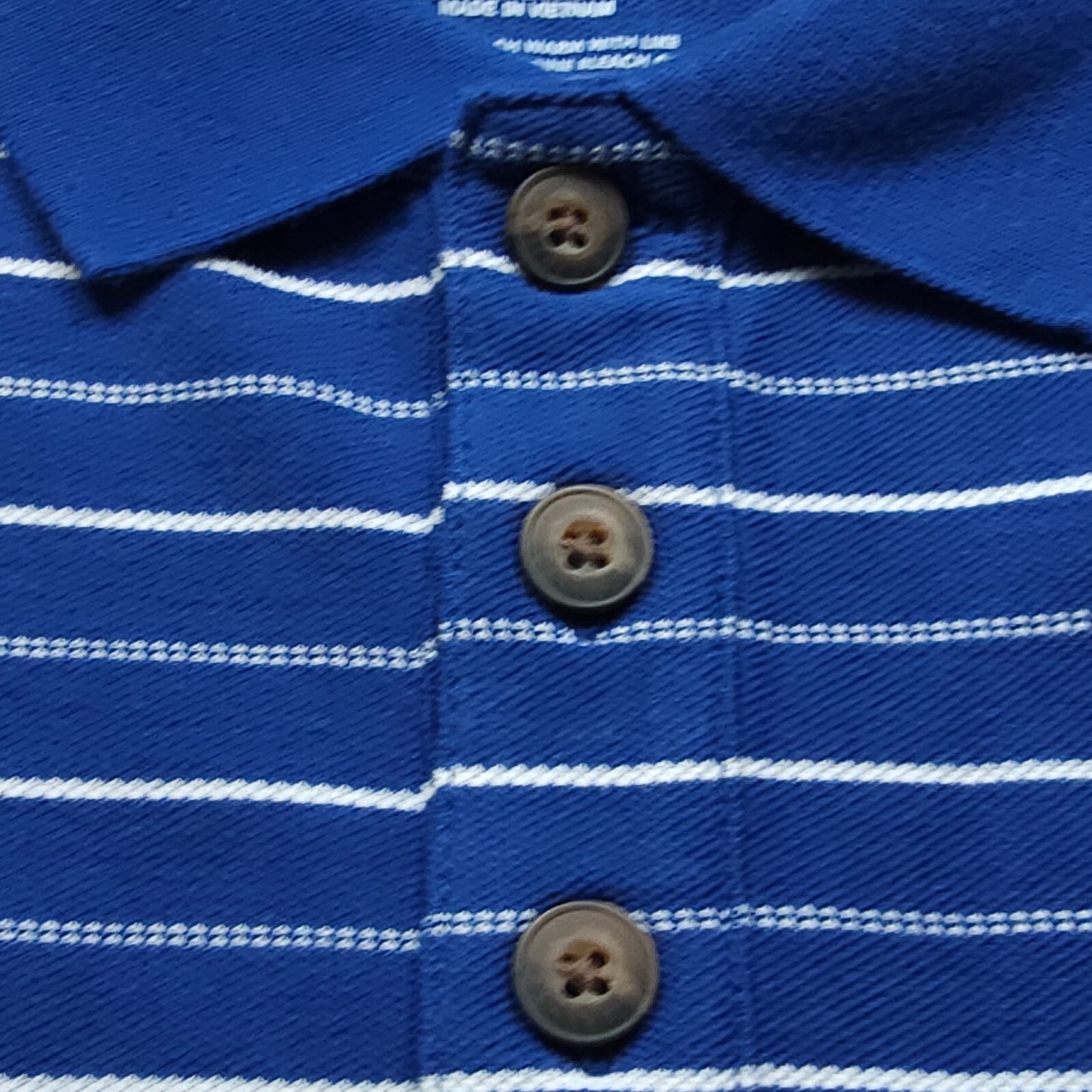 Duluth Trading Men Polo Shirt XL Blue White Striped Golf Casual Semi Thick Heavy