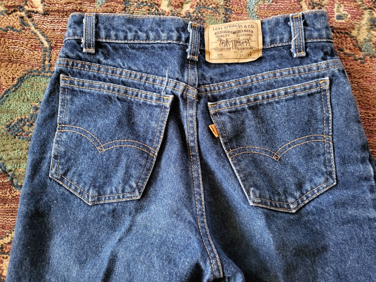 Vtg Levi’s 506 Orange Tab Student Blue Jeans Tag Size 28 X 28 Actual 26 X 27.75