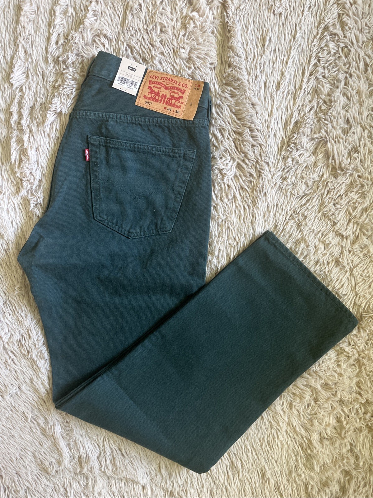 Levi’s Men’s 501 Original Fit Straight Leg Jeans 34 x 30 Darkest Spruce Green