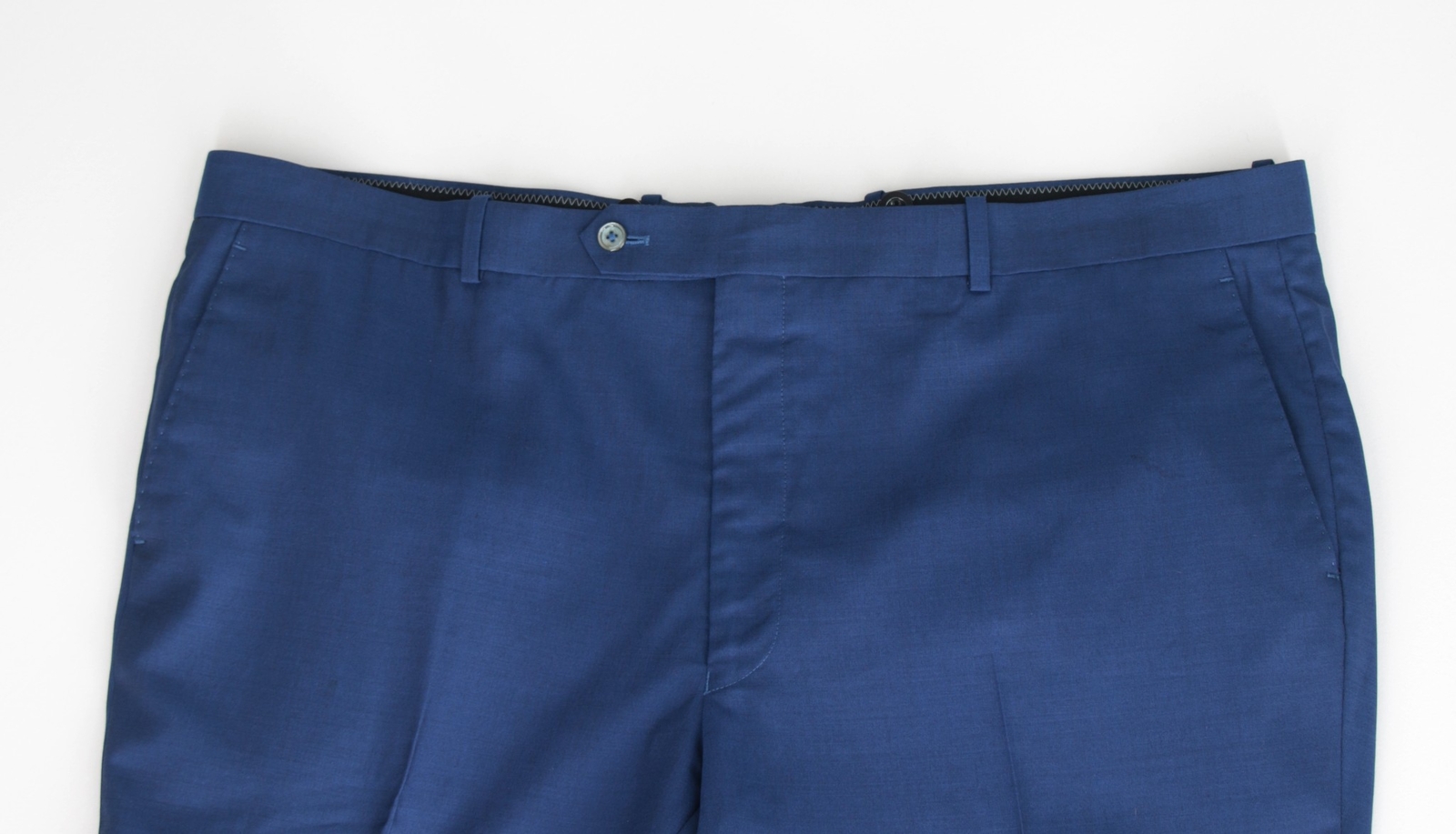 Men’s 48 Short Blue Bespoke Drago Lanificio In Biella Wool Surgeon Cuffs Suit