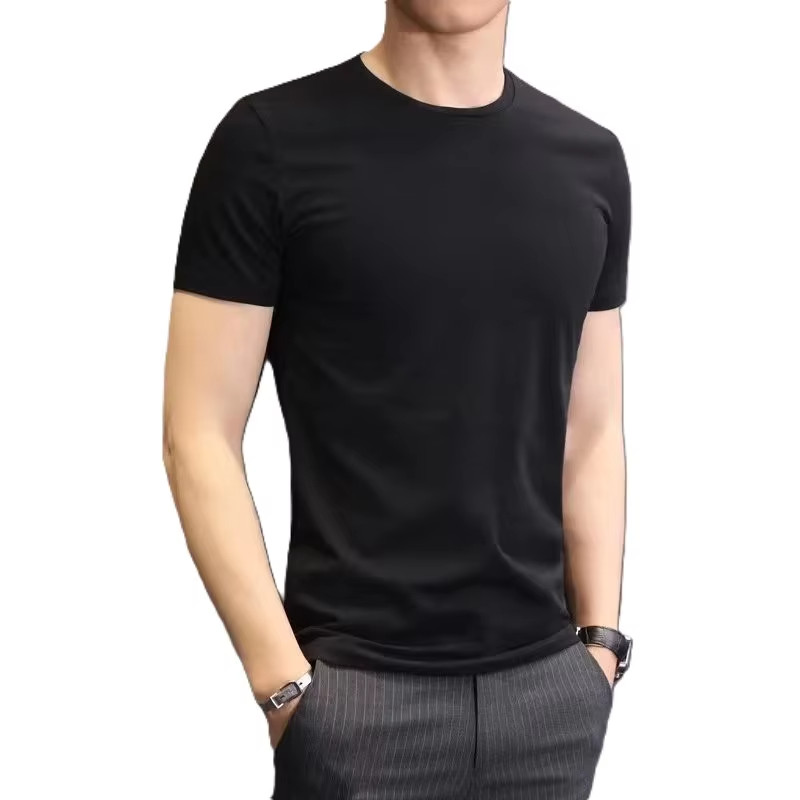 Polyester Mens Slim Fit Tight Fit Shirt T Shirt Pure Solid Color Multiple Size
