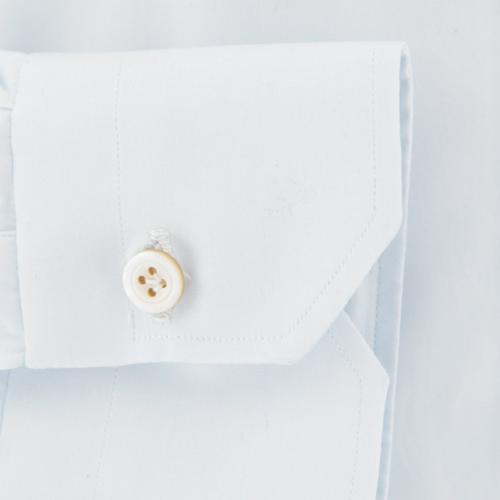 Kiton Light Blue Solid Cotton Shirt – Slim – (3K)