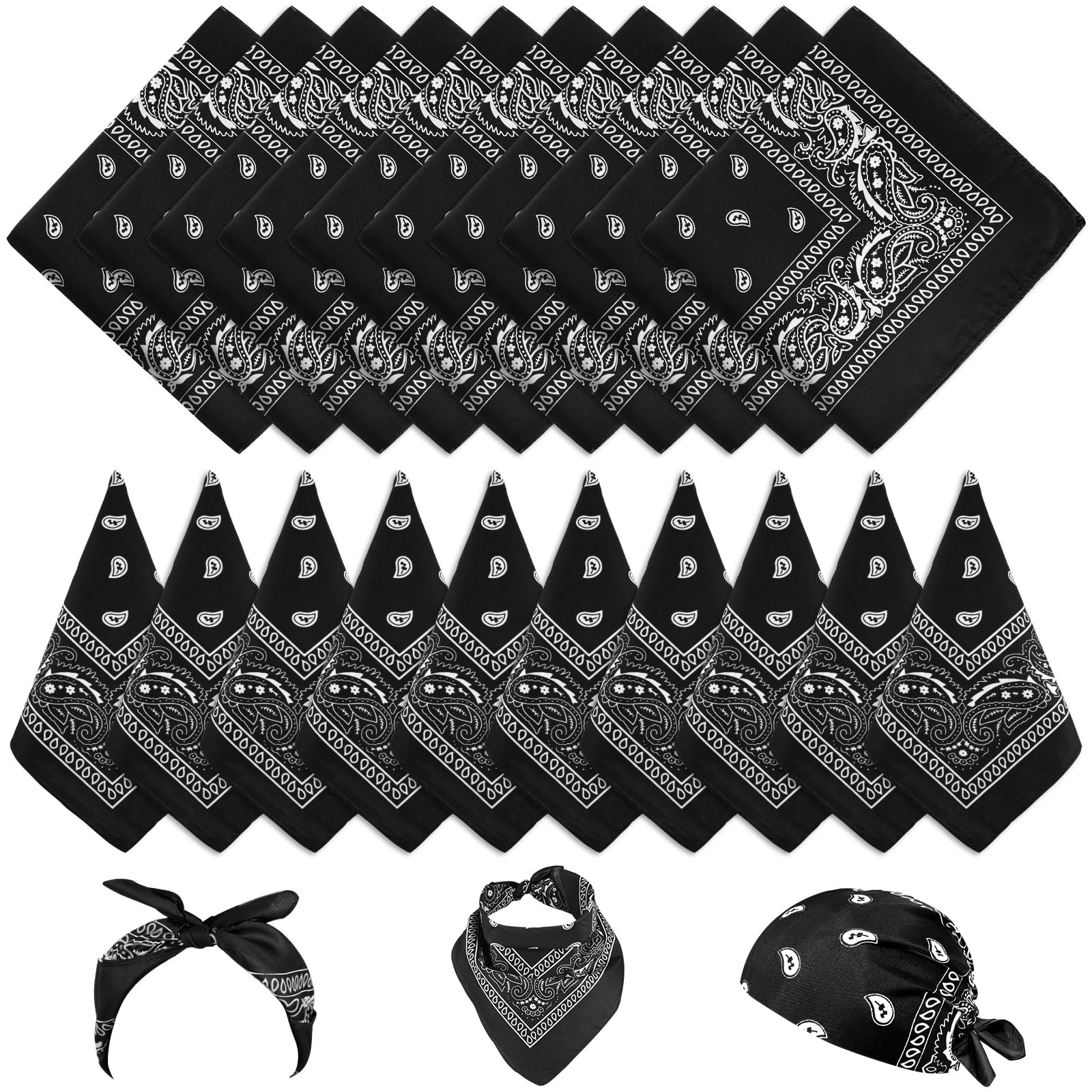 NACHLYNN 10pcs Paisley Bandanas Assorted Bandanas Cowboy Polyester Headbands …