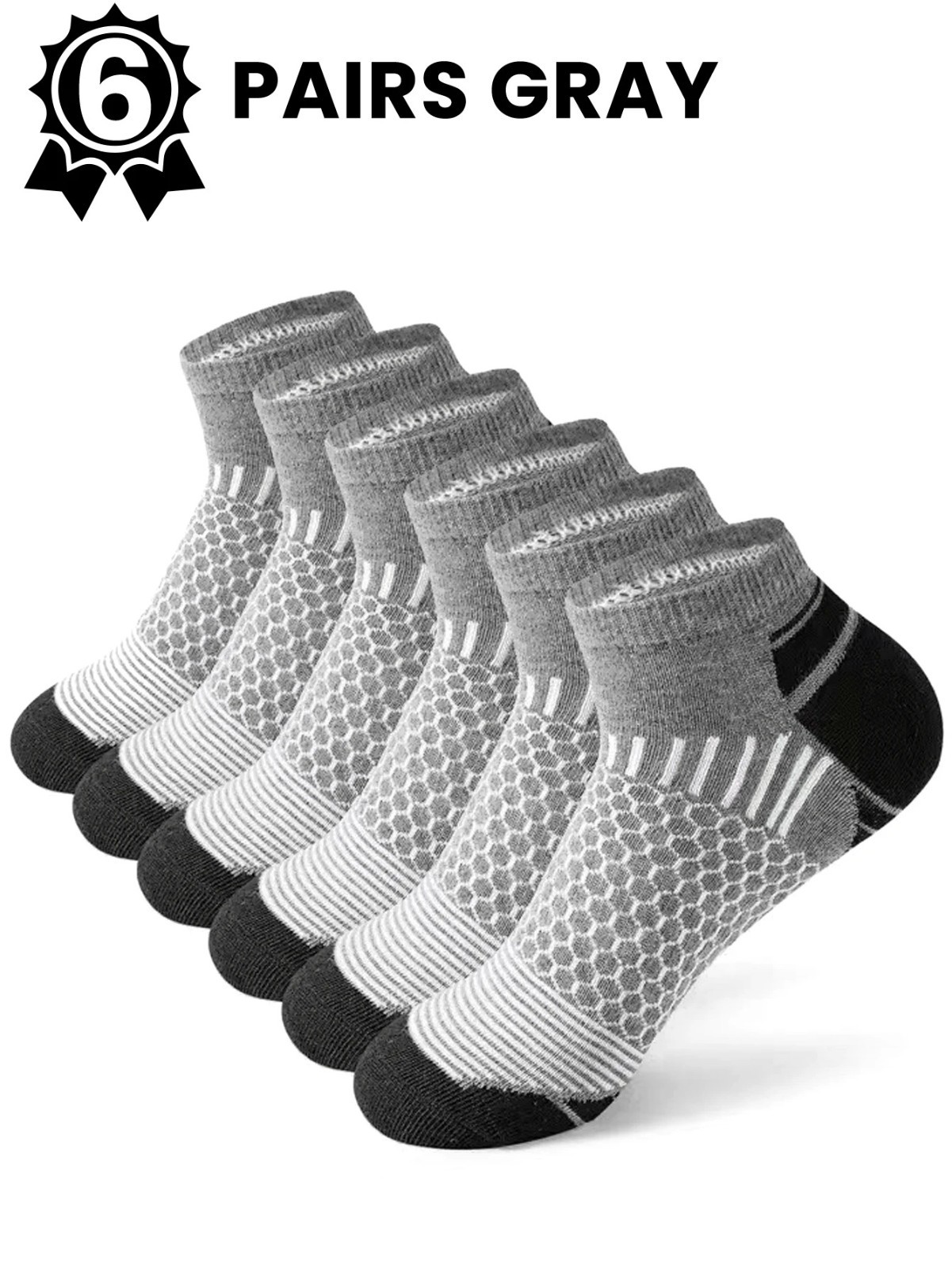 Men’s Athletic Socks 6-Pair Pack – Multi-Colored Sport Footwear, Low Cut & Breat