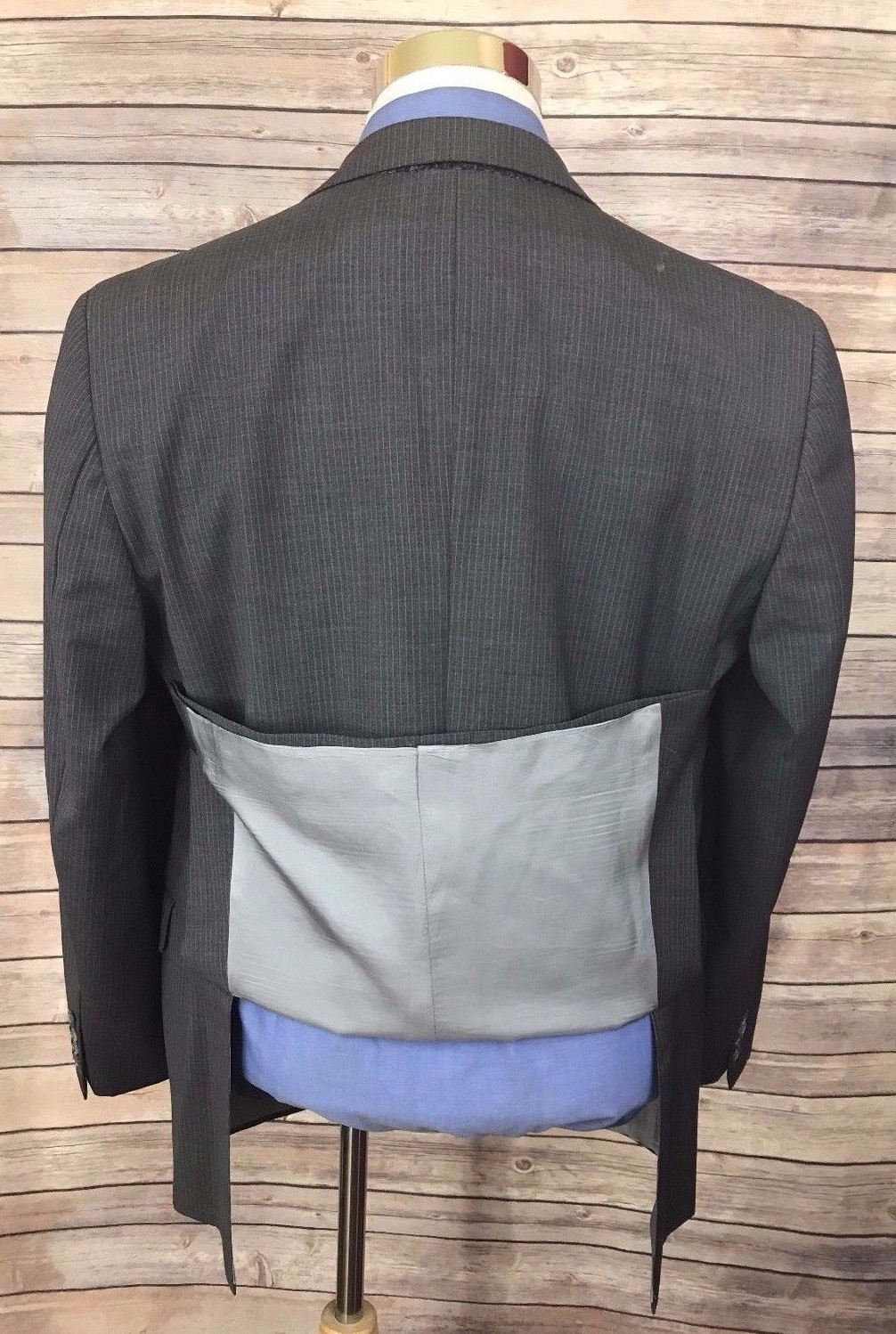Jack Victor Gray Pinstripe Classic Fit 2 Button Wool Suit 42R 36×28 Flat Front