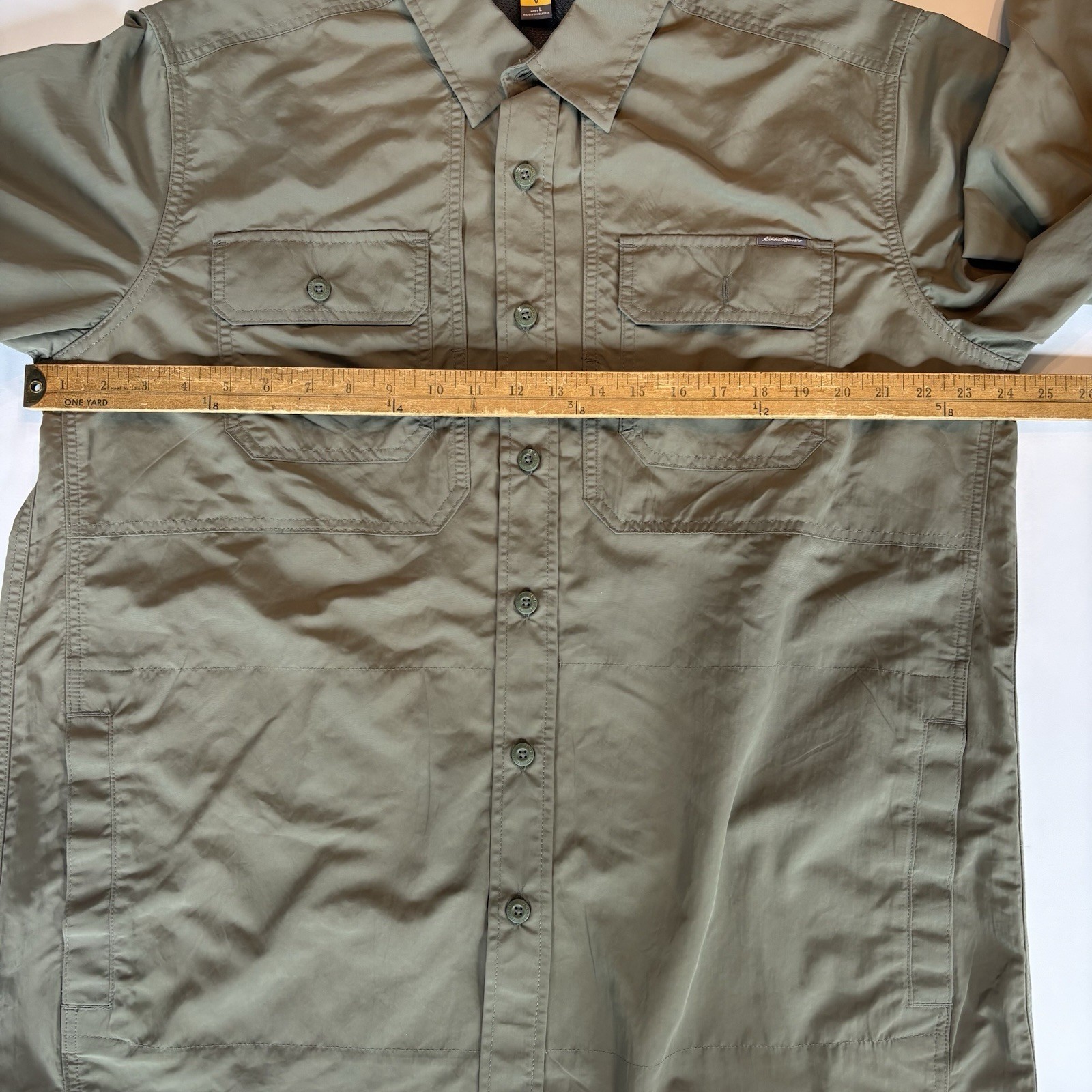 Eddie Bauer Shirt Travex Mens Large Green Long Sleeve Button Up Outdoor Workwear