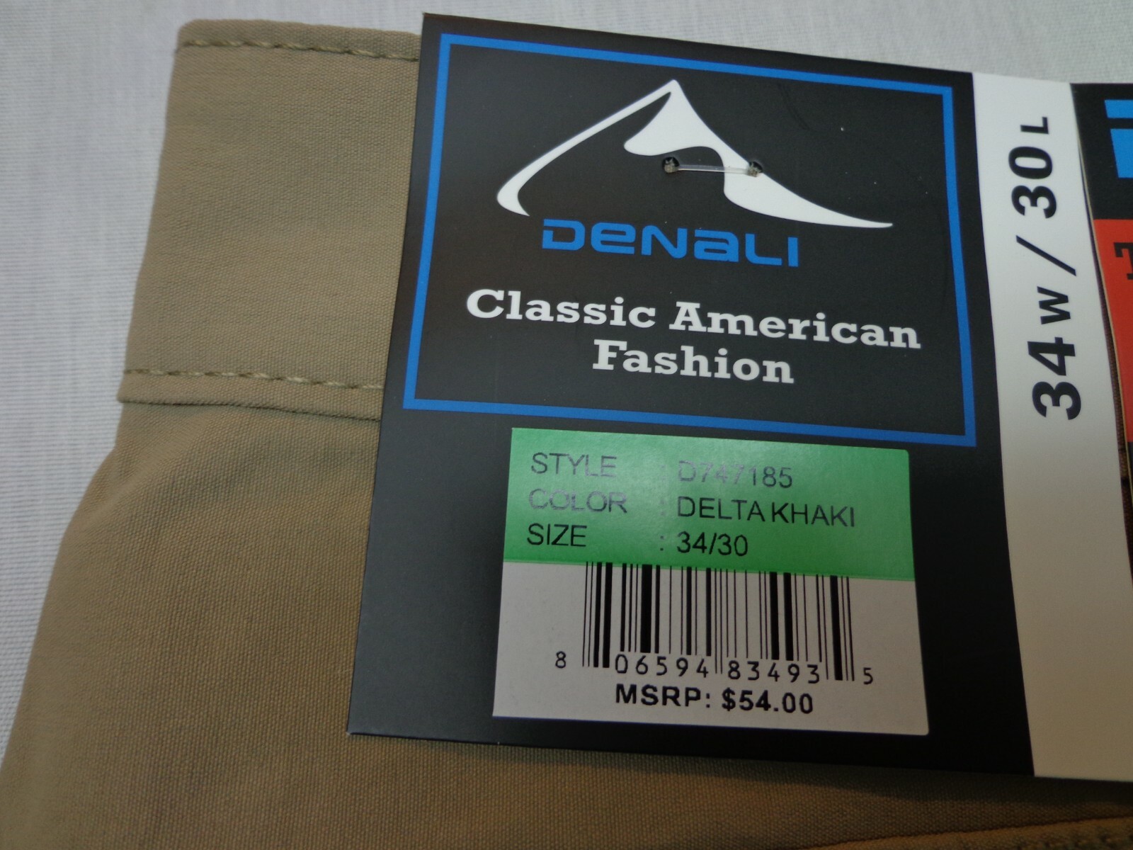 DENALI Delta Khaki Technical Stretch Pants NWT 34/30 MSRP $54
