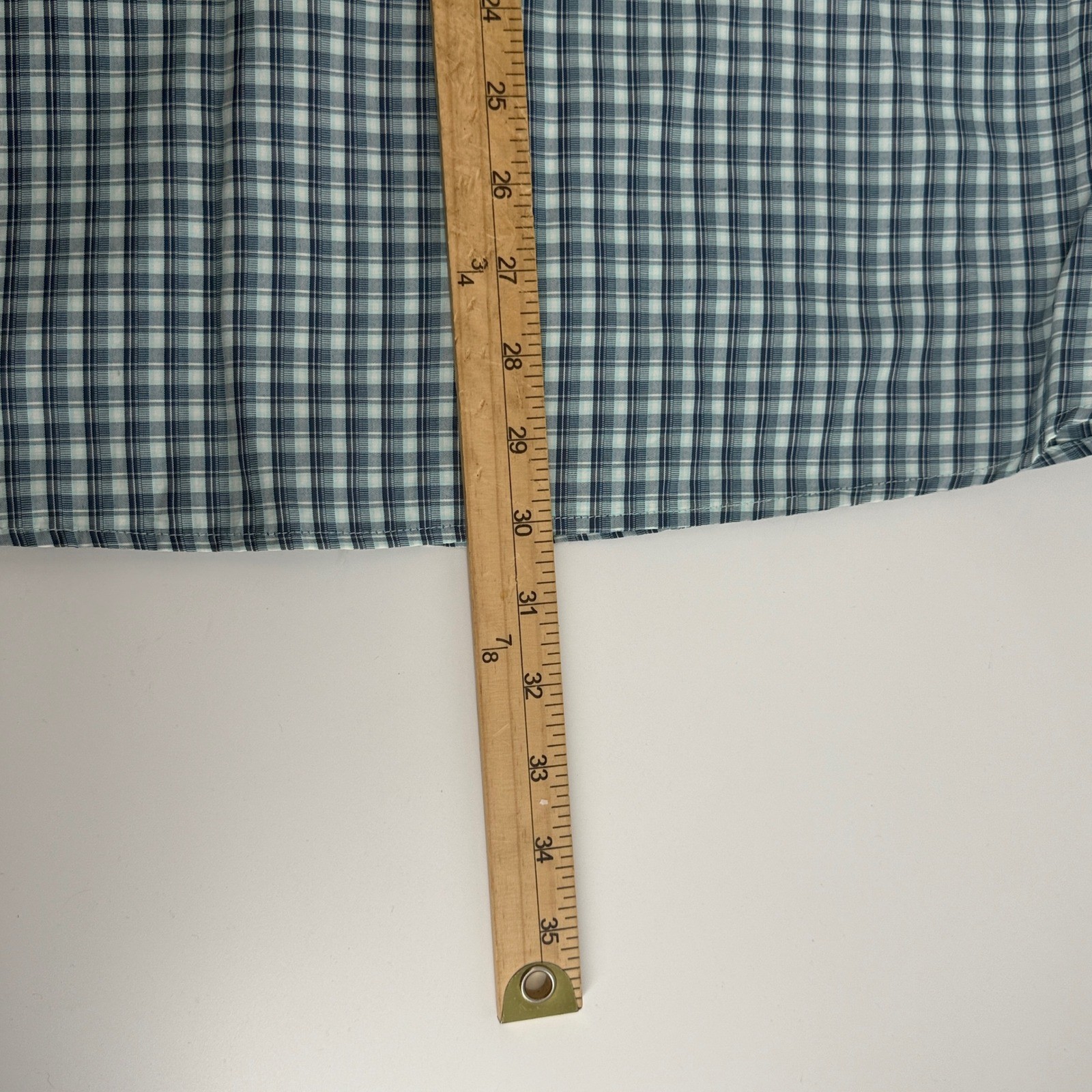 Eddie Bauer Travex Mens XL Plaid Button Hiking Shirt Blue Long Sleeve Roll Tab