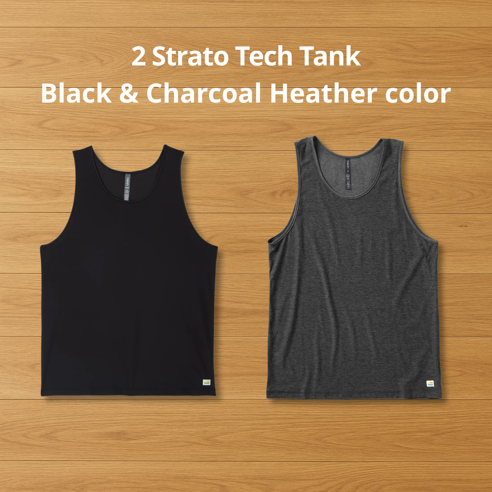 NWT Vuori Men’s Strato Tech Tank – Black & Charcoal Heather – NEW – Sale
