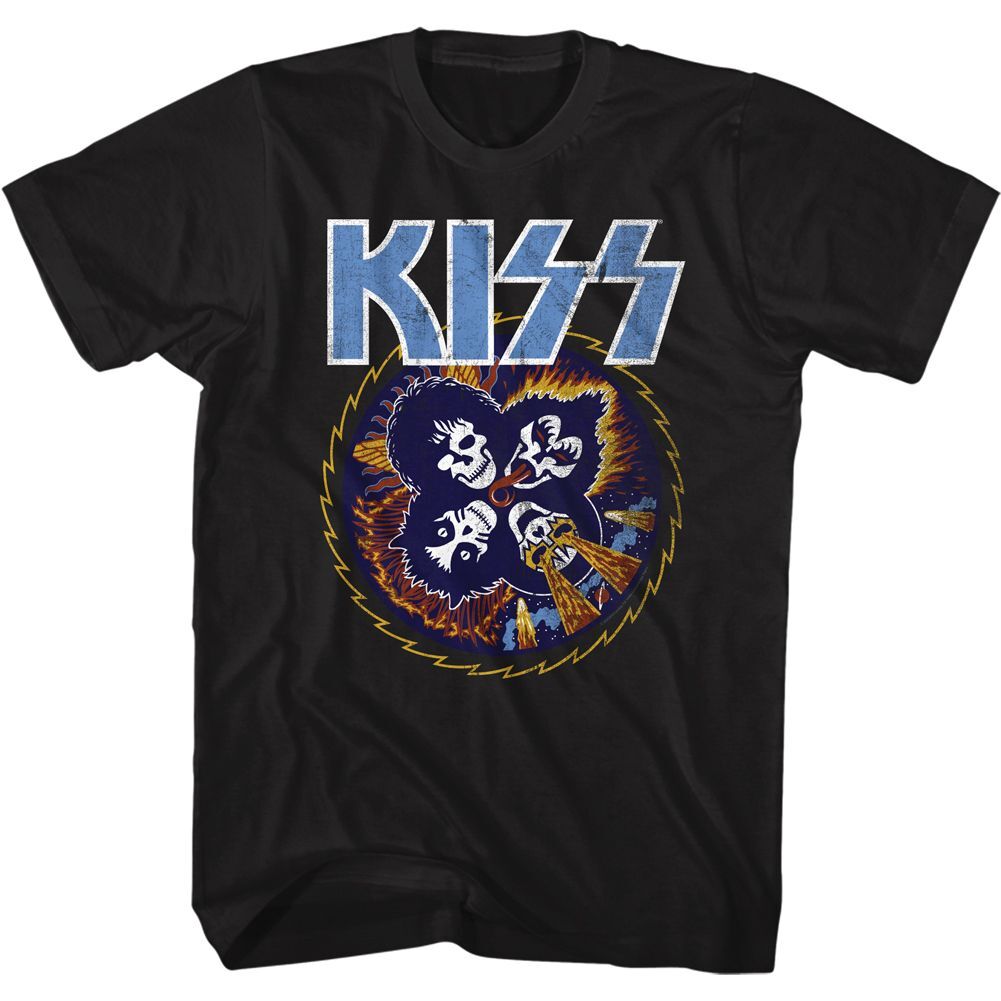 Kiss Skull Circle Black Rock and Roll Music Band Shirt
