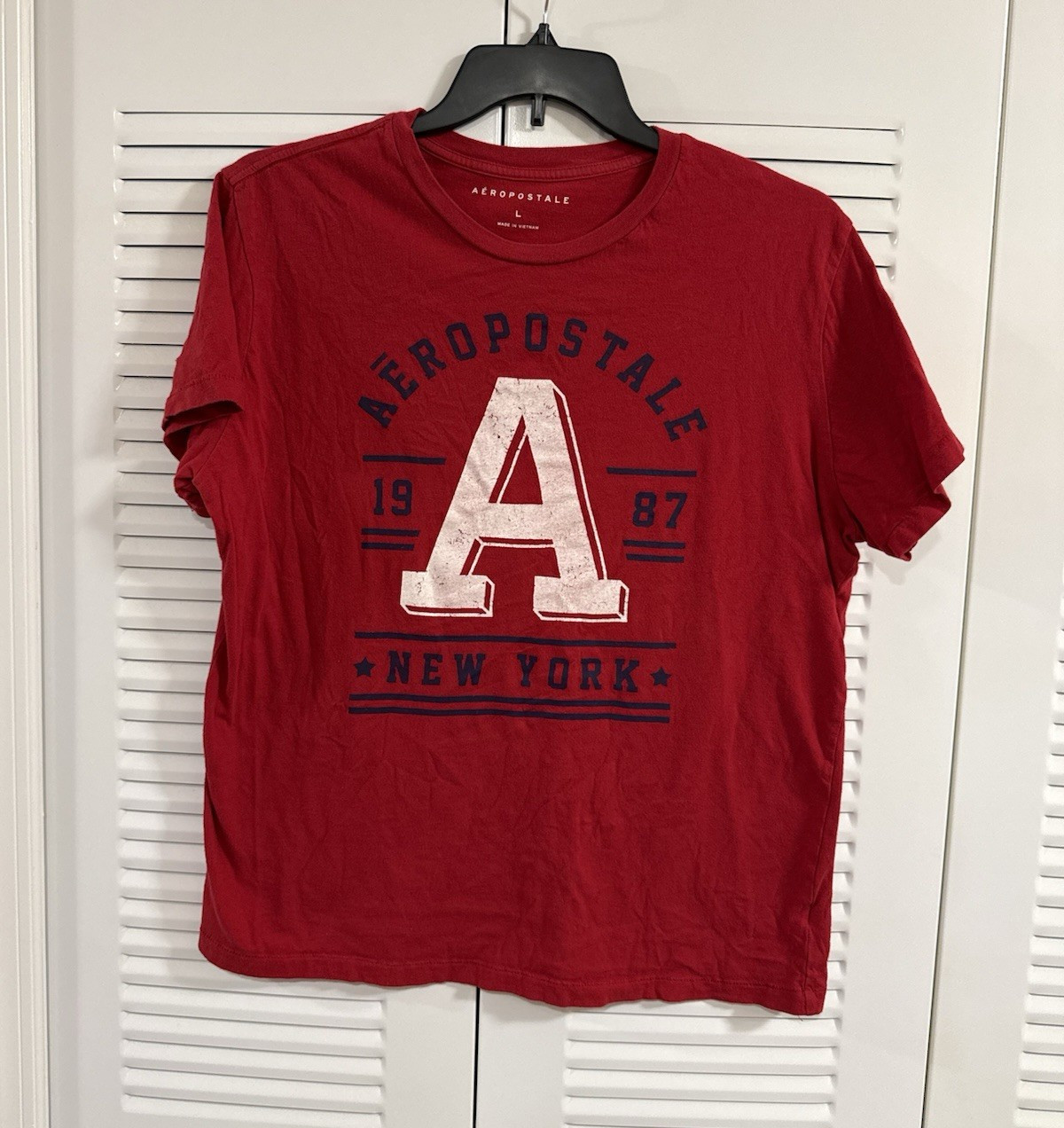 Aéropostale Men’s T-Shirt Red L Graphic Print New York Crew Neck Short Sleeve