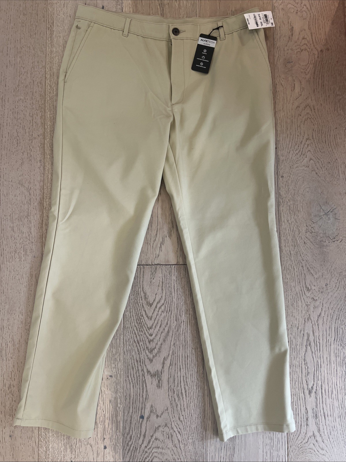 ALFANI ALFATECH KHAKI BEIGE 34X30 STRETCH CHINO PANTS MENS