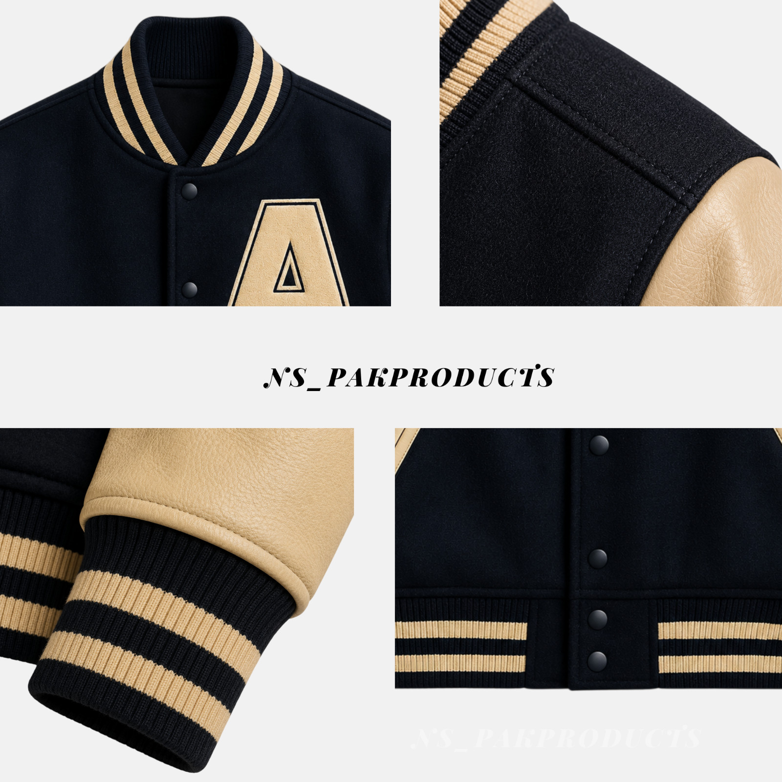 Men’s Varsity Bomber Letterman Baseball College Jacket | Wool & Leather Sleeves