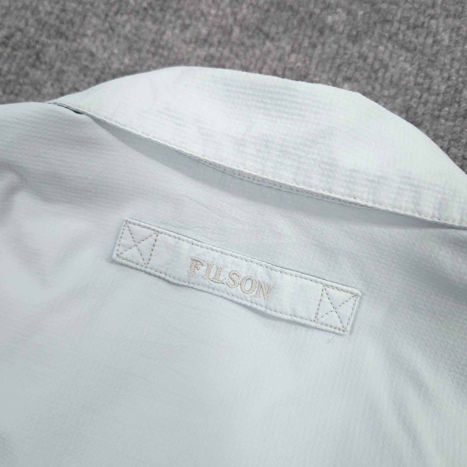 Filson Alagnak Shirt Mens M Gulf Blue Peformance Outdoor Hiking Fishing Trail