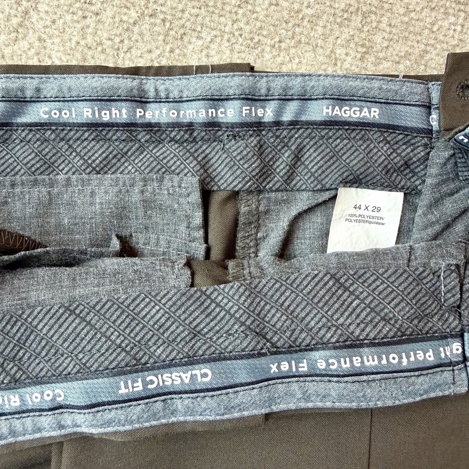 5 pair Haggar Mens Pants 44×29 Pleated Premium No Iron Khaki Classic Slacks Lot