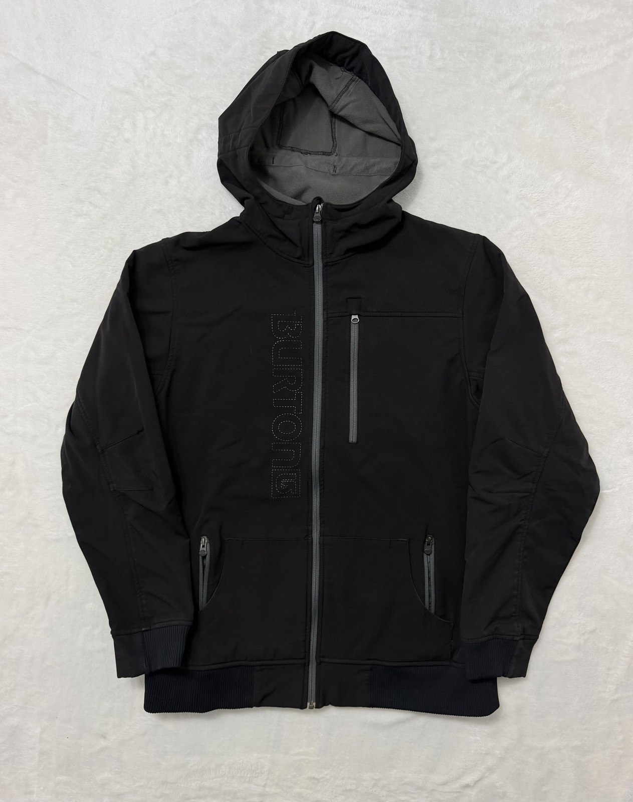 Burton Jacket Mens Large Black DRYRIDE Softshell Hooded Full Zip Lined Winter