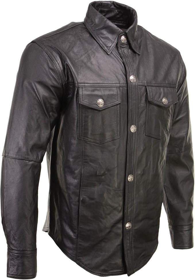 NEW w/tags Xelement XL Men’s ‘Nickel’ Black Leather Casual Biker Rider Shirt
