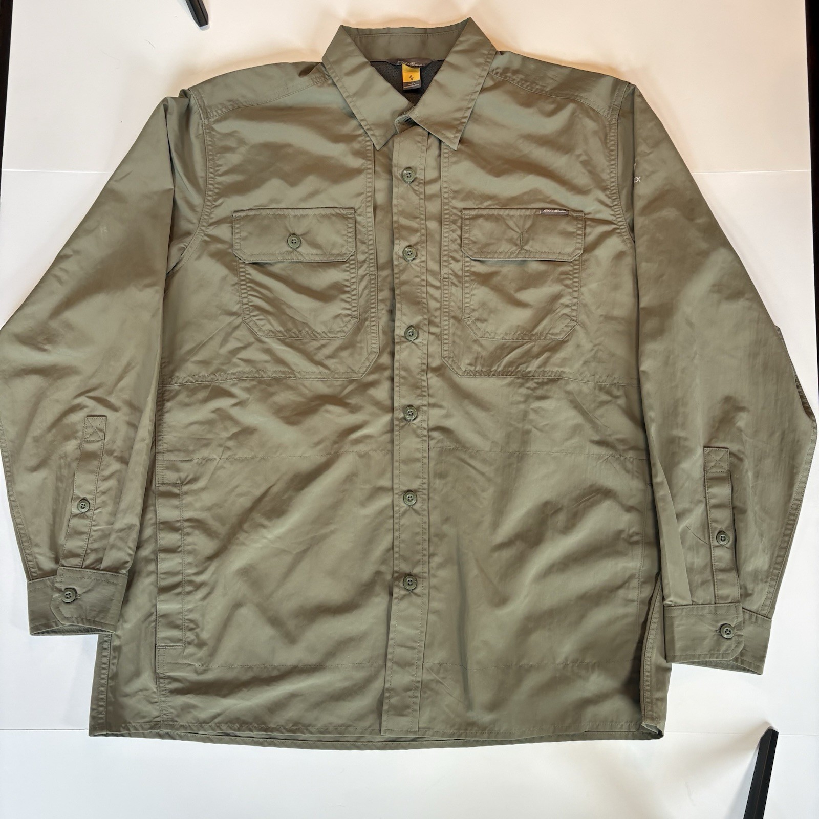 Eddie Bauer Shirt Travex Mens Large Green Long Sleeve Button Up Outdoor Workwear
