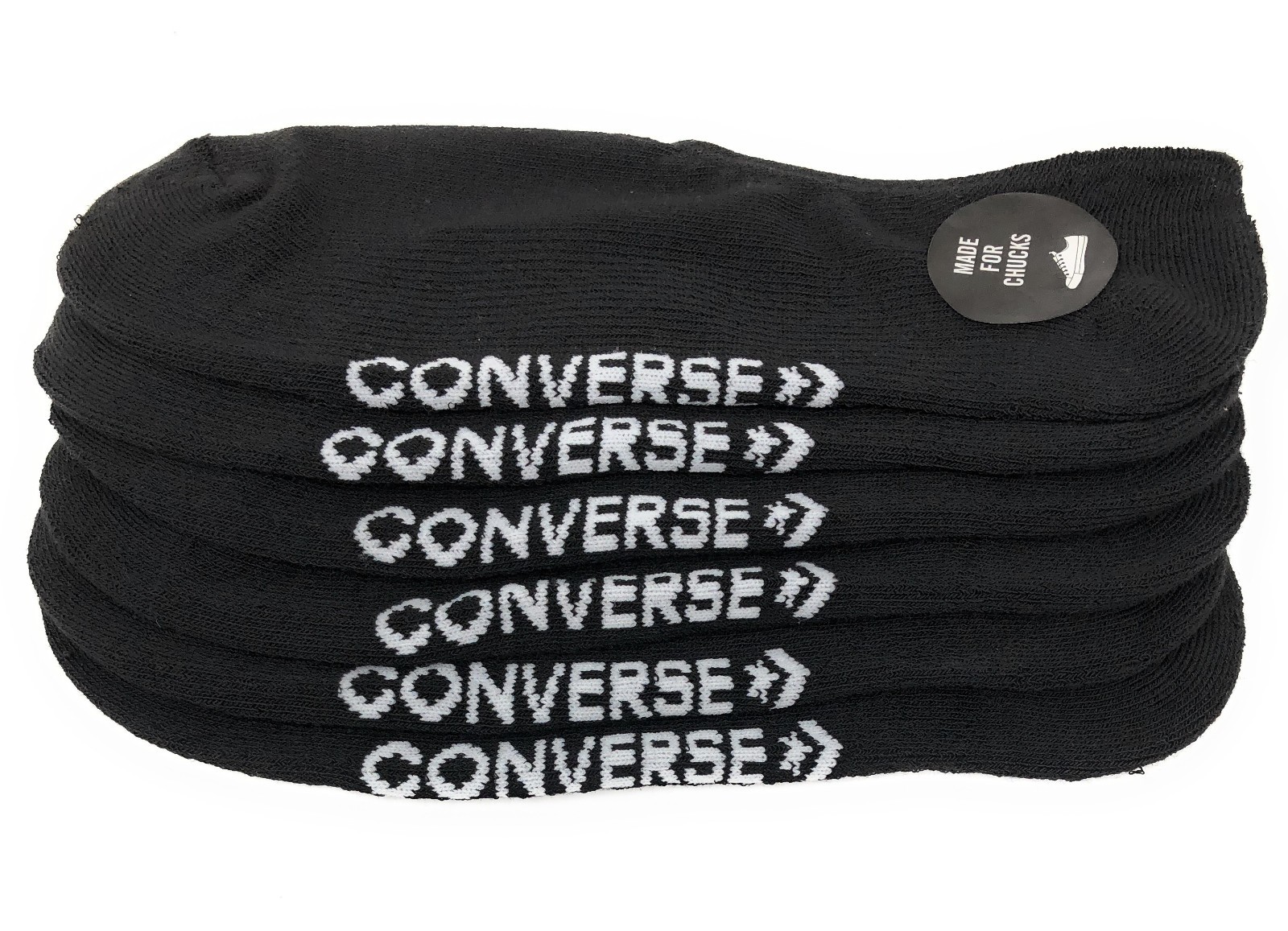 Converse Men’s Flat Knit Ultra Low Socks Size 6-12 3-Pack (Black/White)