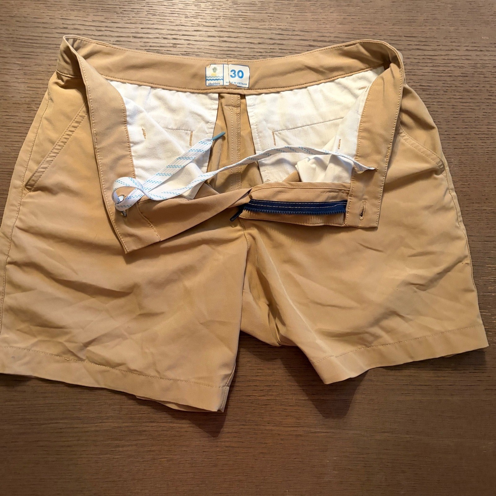 Chubbies Everywear Shorts Mens 30 Khaki Tan Performance Stretch Drawstring