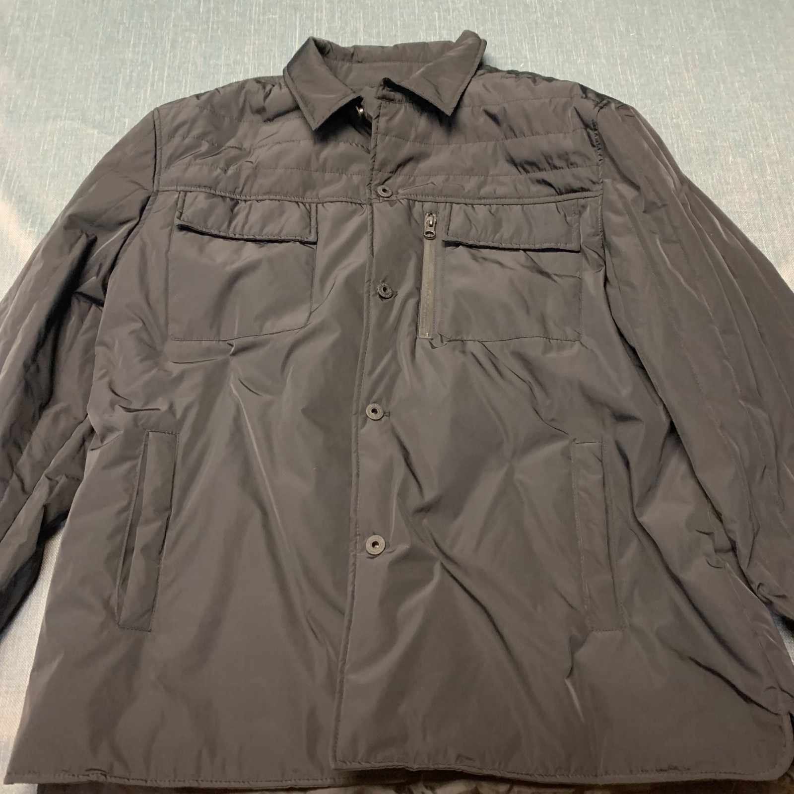 Kenneth Cole Reaction Men’s Shirt Jacket Size XXL Black Filled Zipper Snap Front