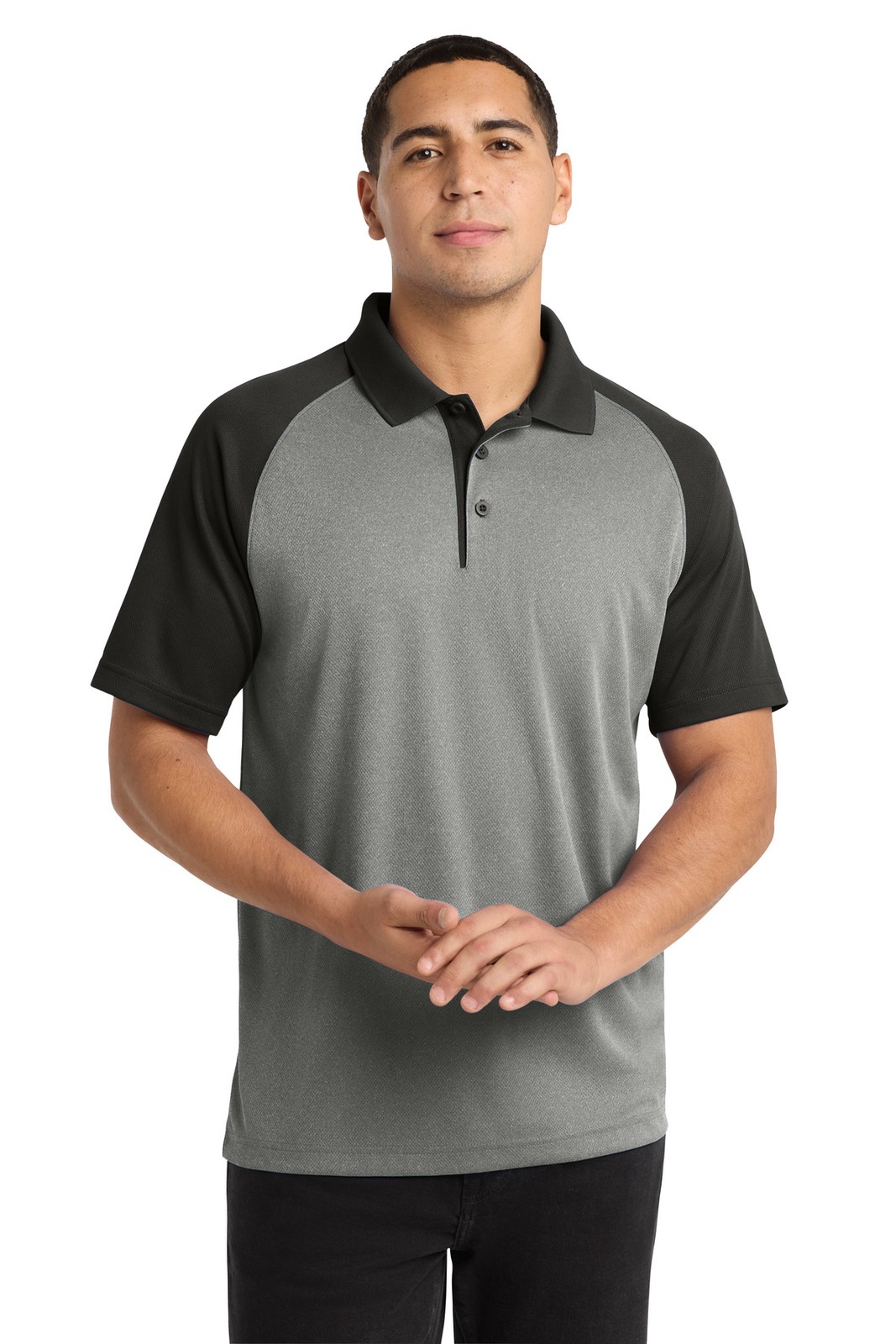 Sport-Tek PosiCharge RacerMesh Raglan Heather Block Polo ST641