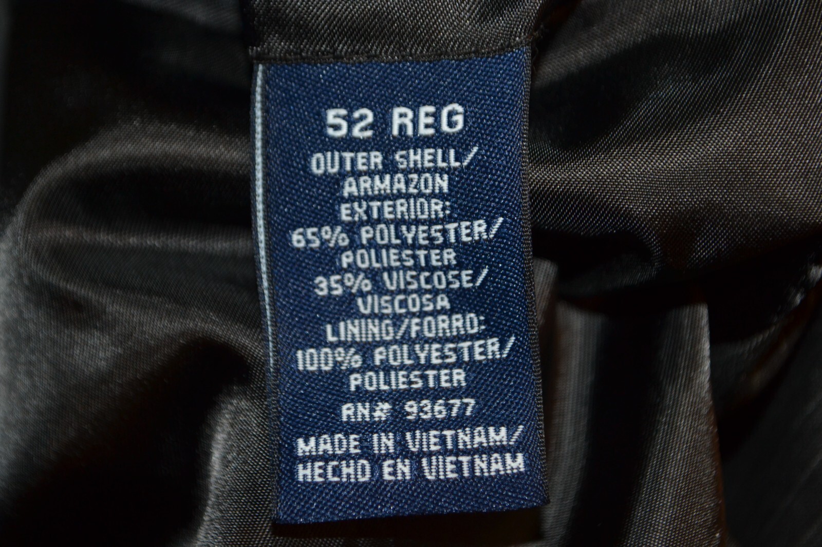 Stafford Men Black Stripes Polyester Viscose 2 Button Suit Sz 50R Wst 46×30